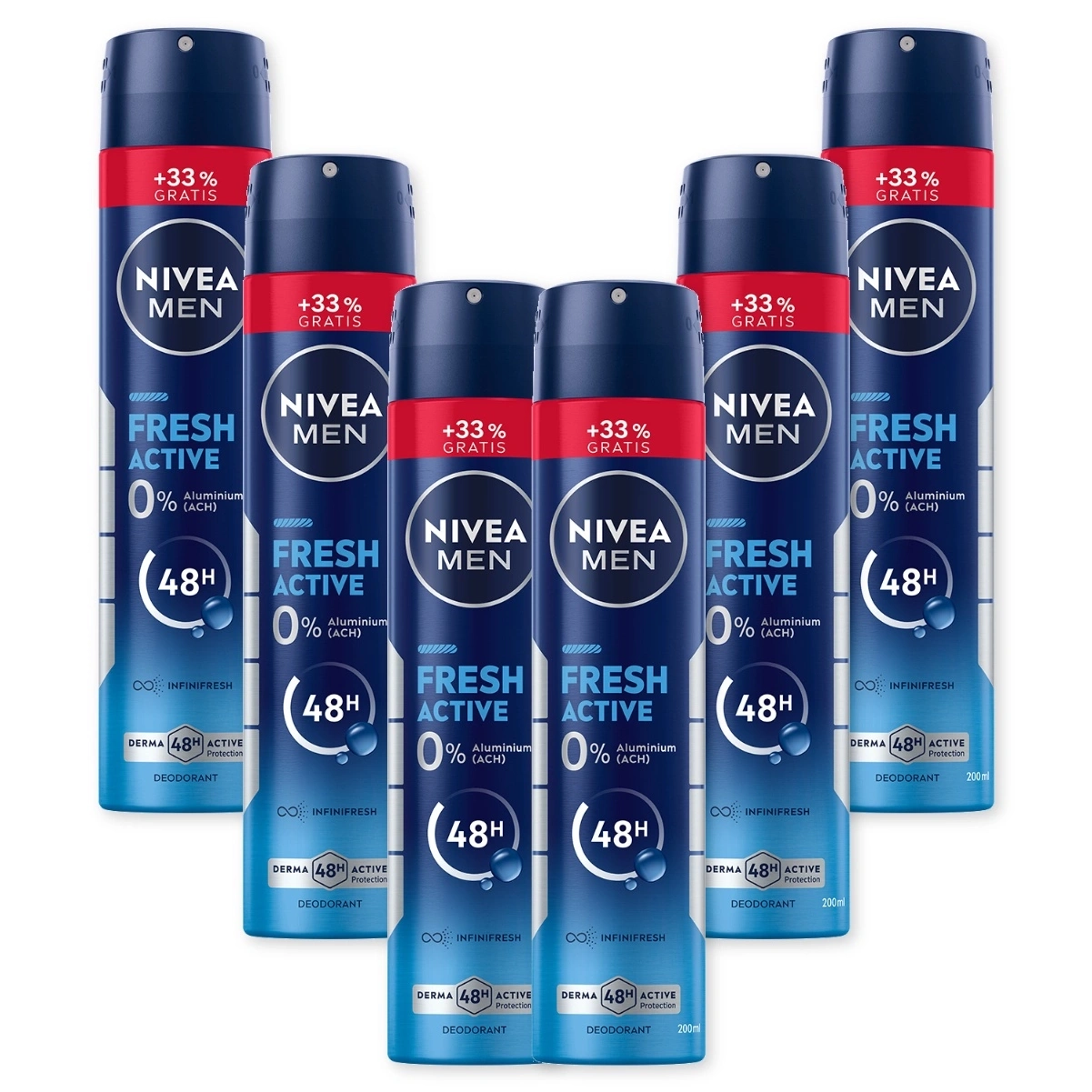 NIVEA MEN Fresh Active XL 6x200ml DERMA 48h Aktiv-Schutz