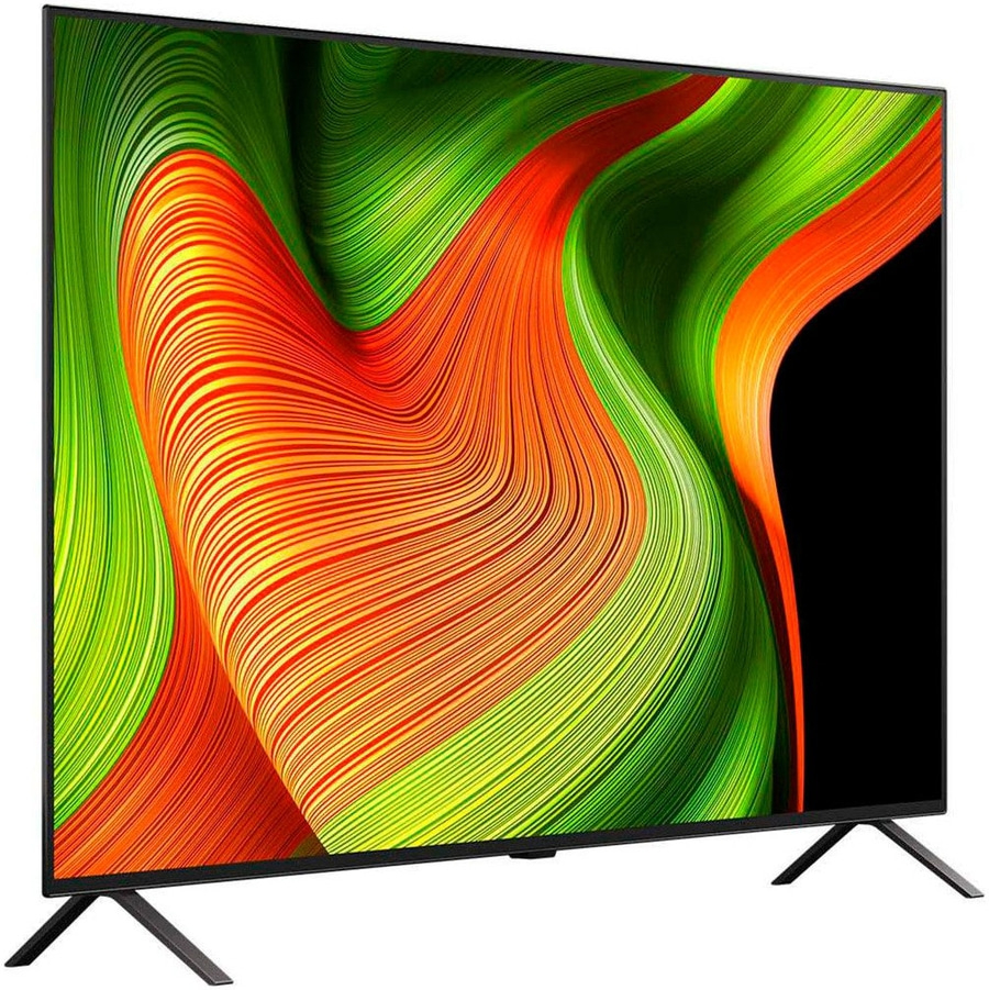 Ein moderner Fernseher mit einem bunten, abstrakten Bildschirmschoner.