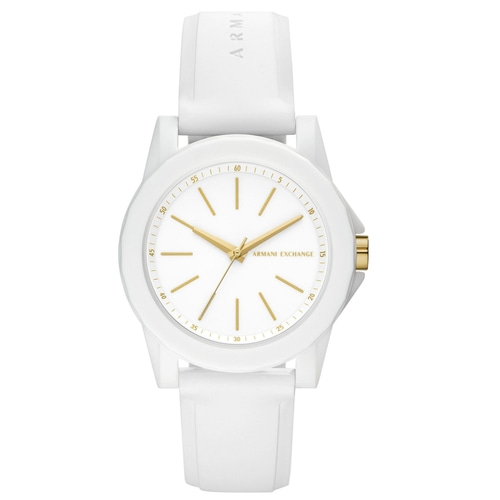 ARMANI EXCHANGE Damen Armbanduhr AX7126 Quarzuhr Silikonarmband 40mm weiß