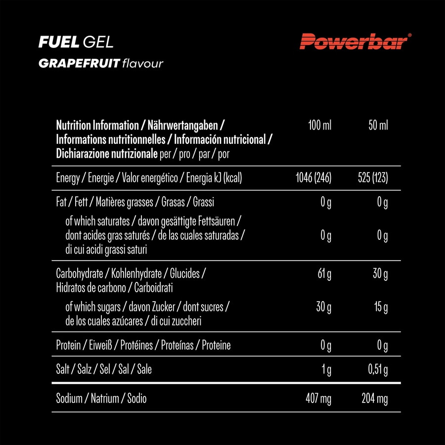 Nährwertangaben für Grapefruit Fuel Gel von Powerbar