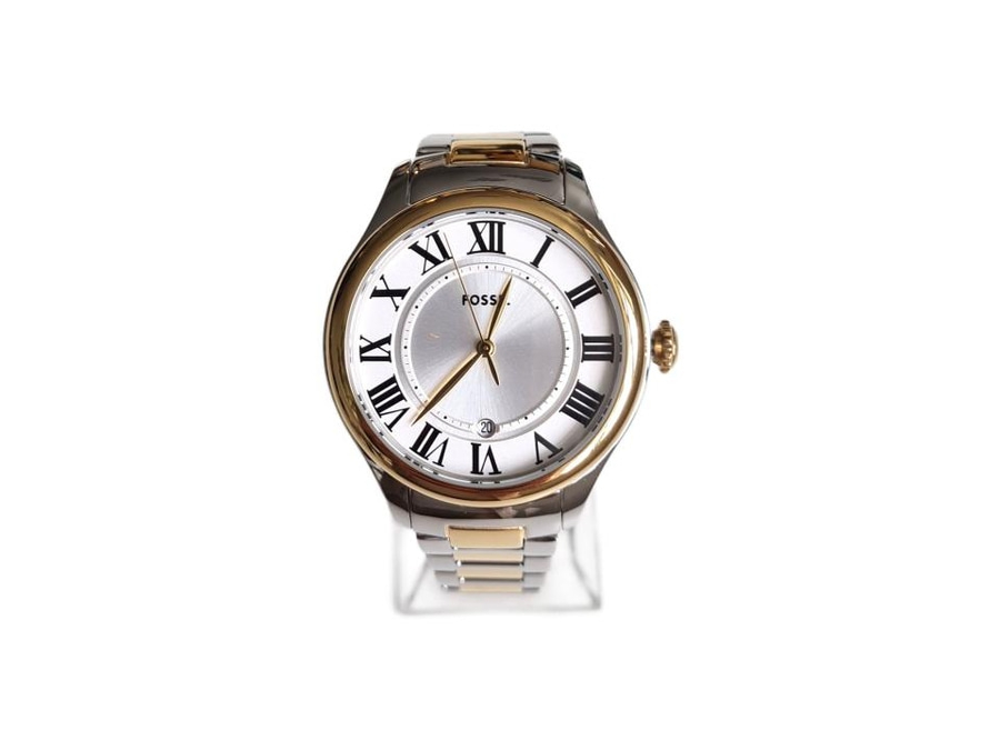 Fossil Armbanduhr mit römischen Ziffern und Datumsanzeige