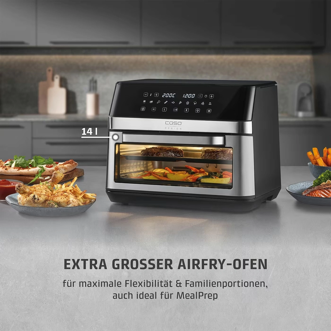 CASO Design AirFry DuoChef Heißluftfritteuse Dual Zone 2200W 14L Timer NEU