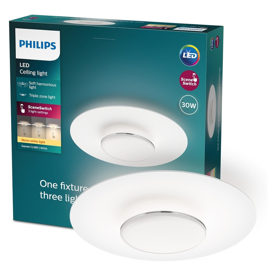 Philips LED Deckenleuchte mit SceneSwitch, 30W, warmweißes Licht, Garnet CL580