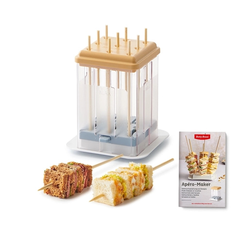 BETTY BOSSI Apéro-Maker ofenfest Snacks Canape Grau Beige Kunststoff Bambus NEU