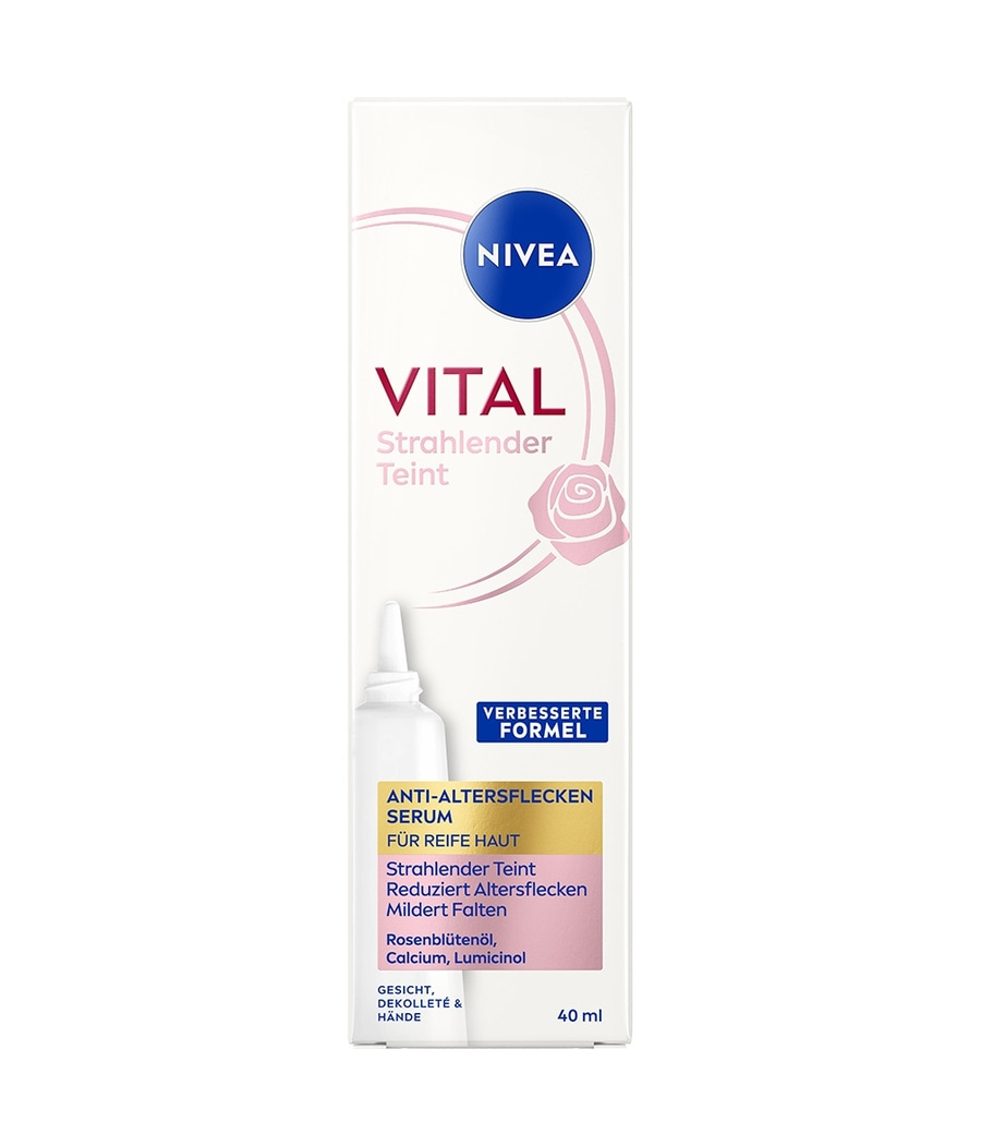 Nivea Vital strahlender Teint Anti-Aging Serum gegen Altersflecken für reife Haut.