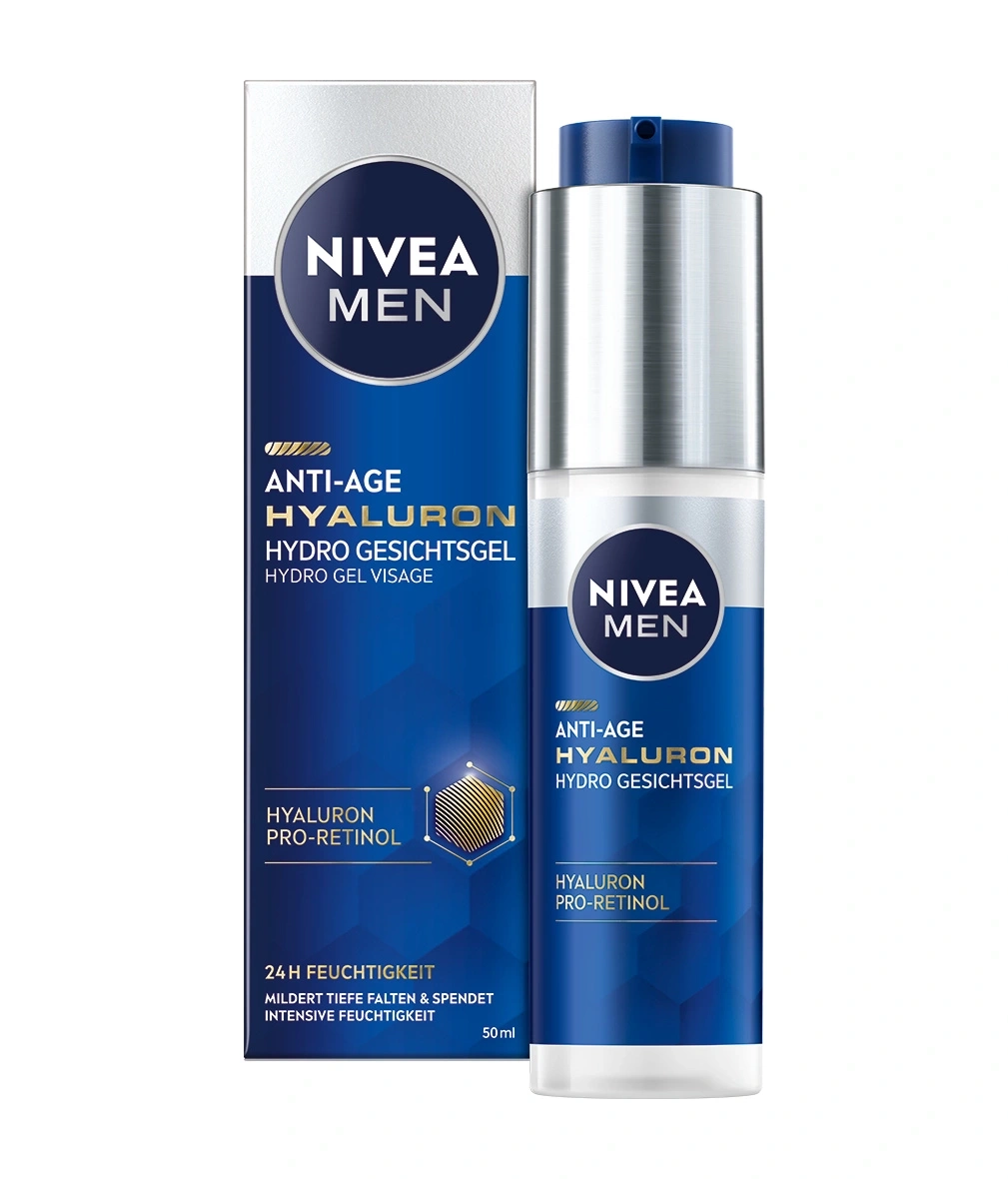 Nivea Men Anti-Age Hyaluron Hydro Gesichtsgel, 24h Feuchtigkeit, 50ml