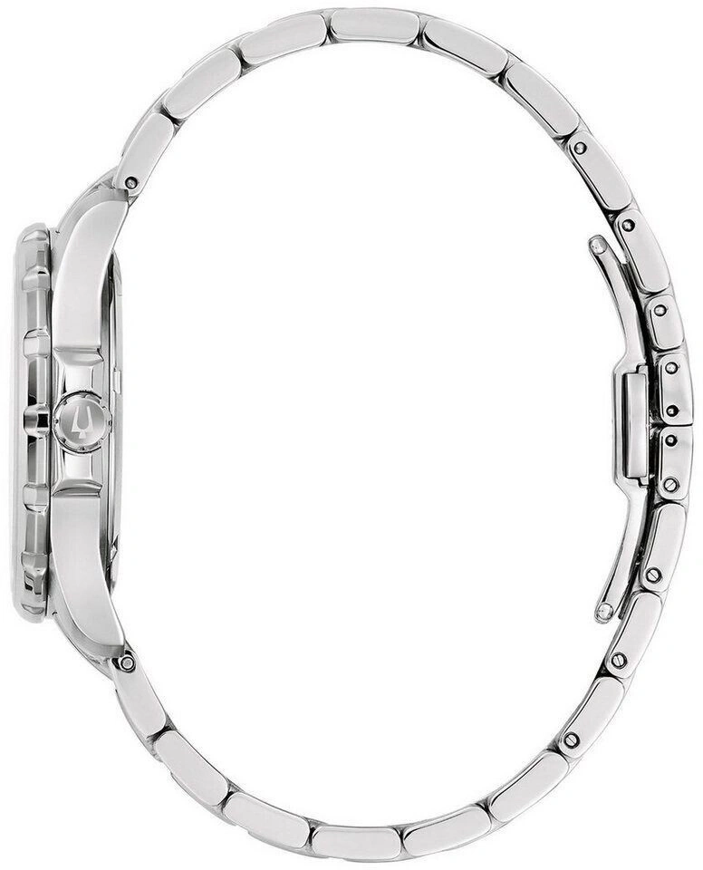 Silberne Damenuhr mit Armband, Seitenansicht, Detailaufnahme, elegant
