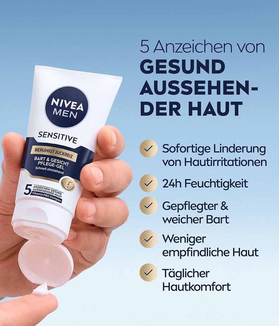 NIVEA MEN Bart & Gesichtspflege Gel Sensitive 24h Feuchtigkeit lindernd 2 x 50ml
