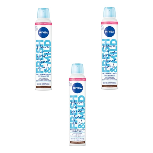 NIVEA Trockenshampoo Hair Care Fresh & Mild Dunkle Haartöne mild vegan 3 x 200ml