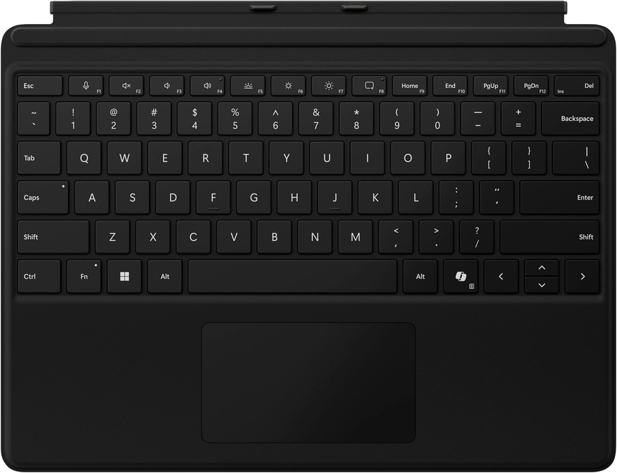 Schwarze Tastatur mit Tasten, einschließlich Esc, Tab, Caps, Shift, Ctrl, Fn, Alt, Backspace, Enter.