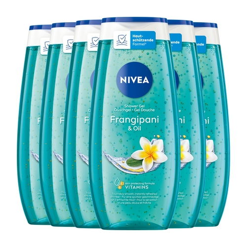 NIVEA Pflegedusche Frangipani & Oil Duschgel Pflegeöl-Perlen pflegend 6 x 250 ml