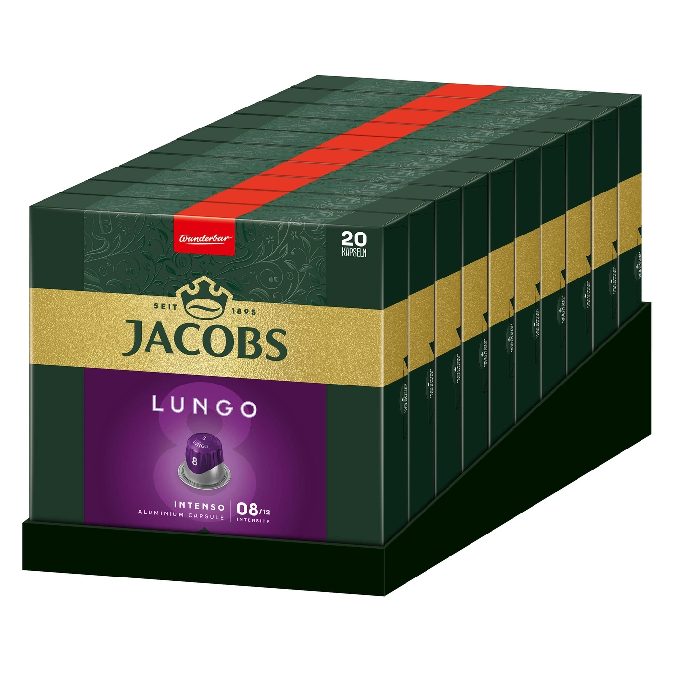 Jacobs Lungo Kaffeekapseln, 20 Kapseln, Intensität 8, Aluminium Kapsel