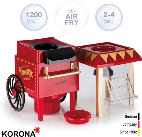 Popcornmaschine, rot, mit 1200 Watt, Air Fry, 2-4 Minuten, von Korona, German Company seit 1992