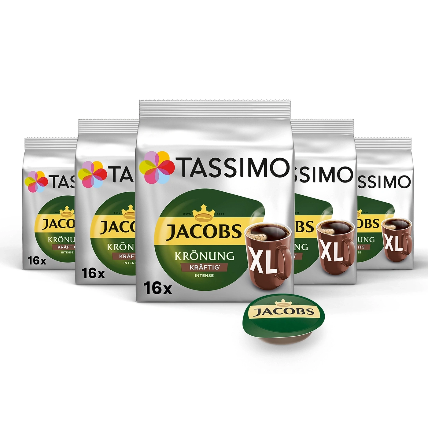 Tassimo Jacobs Krönung Kaffee Kapseln, 16 Stück, XL, intensiv, stark
