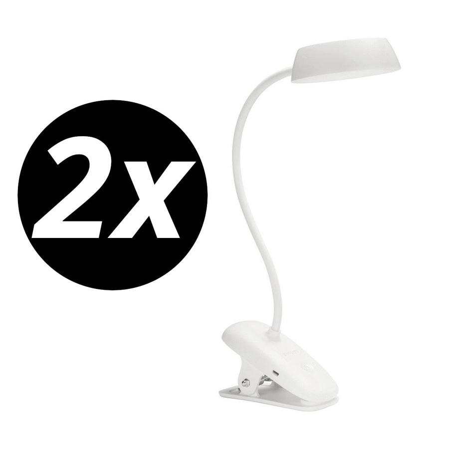 2x PHILIPS LED-Akku-Tischlampe DSK201 Klemmleuchte Schreibtischleuchte