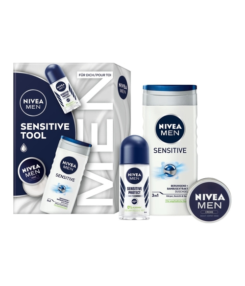 NIVEA MEN Sensitive Tool, 2 x Geschenkset, Sensitive Pflegedusche + Roll-On