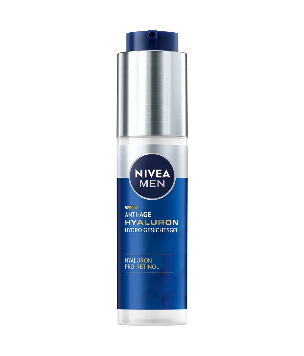 Nivea Men Anti-Age Hyaluron Hydro Gesichtsgel, blaue Flasche, Produktbild