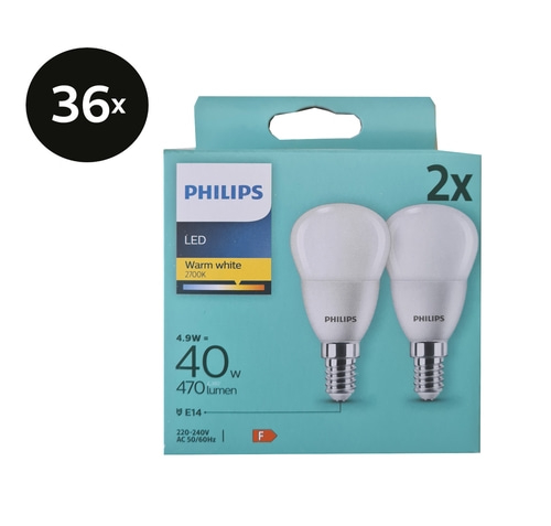 36x PHILIPS 2er Pack LED Leuchtmittel E14 40W Lampen Leuchten 470lumen NEU