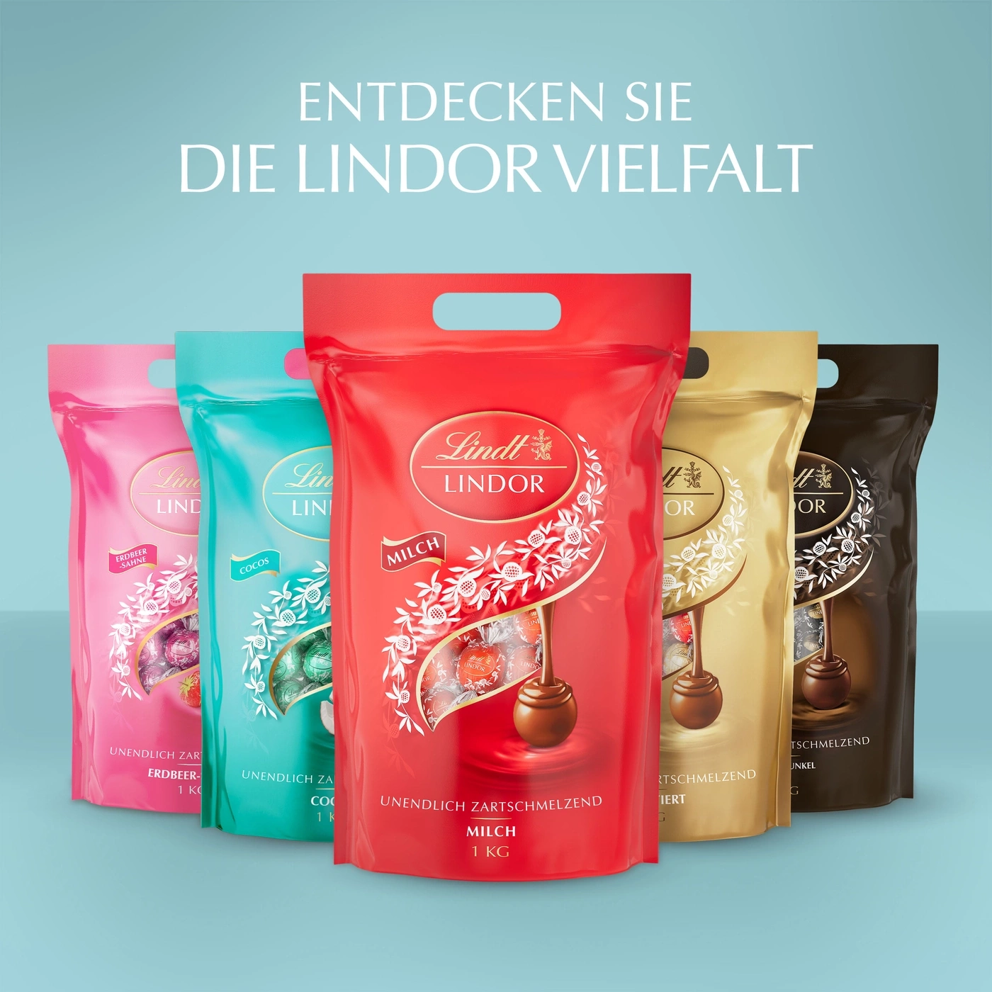 Lindt Lindor Vielfalt in verschiedenen Geschmacksrichtungen