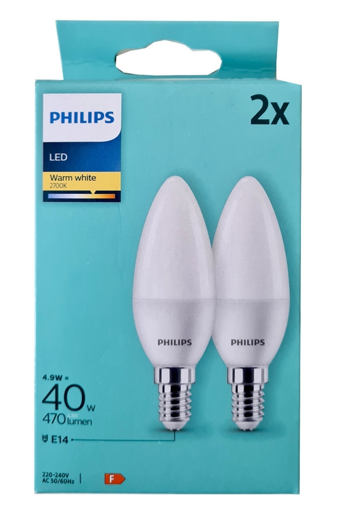 12x PHILIPS 2er Pack LED Leuchtmittel E14 40W Lampen Leuchten 470lumen NEU