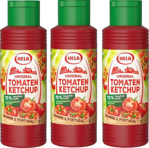 3 x Hela Ketchup Original Tomaten Ketchup 300 ml Flasche Tomatenketchup