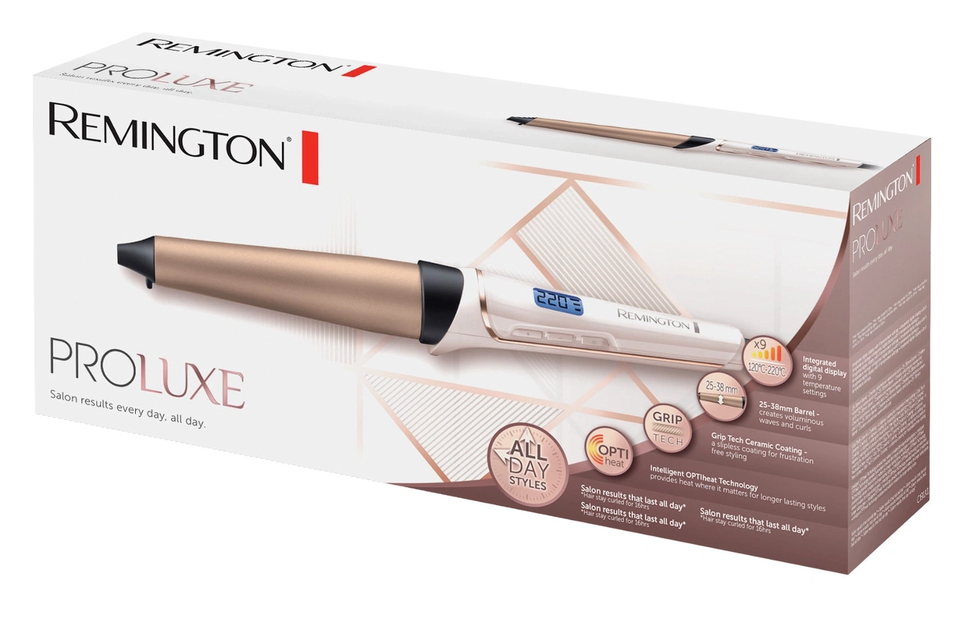 Remington Proluxe Lockenstab, Salon-Ergebnisse, digitales Display, 9 Temperatureinstellungen
