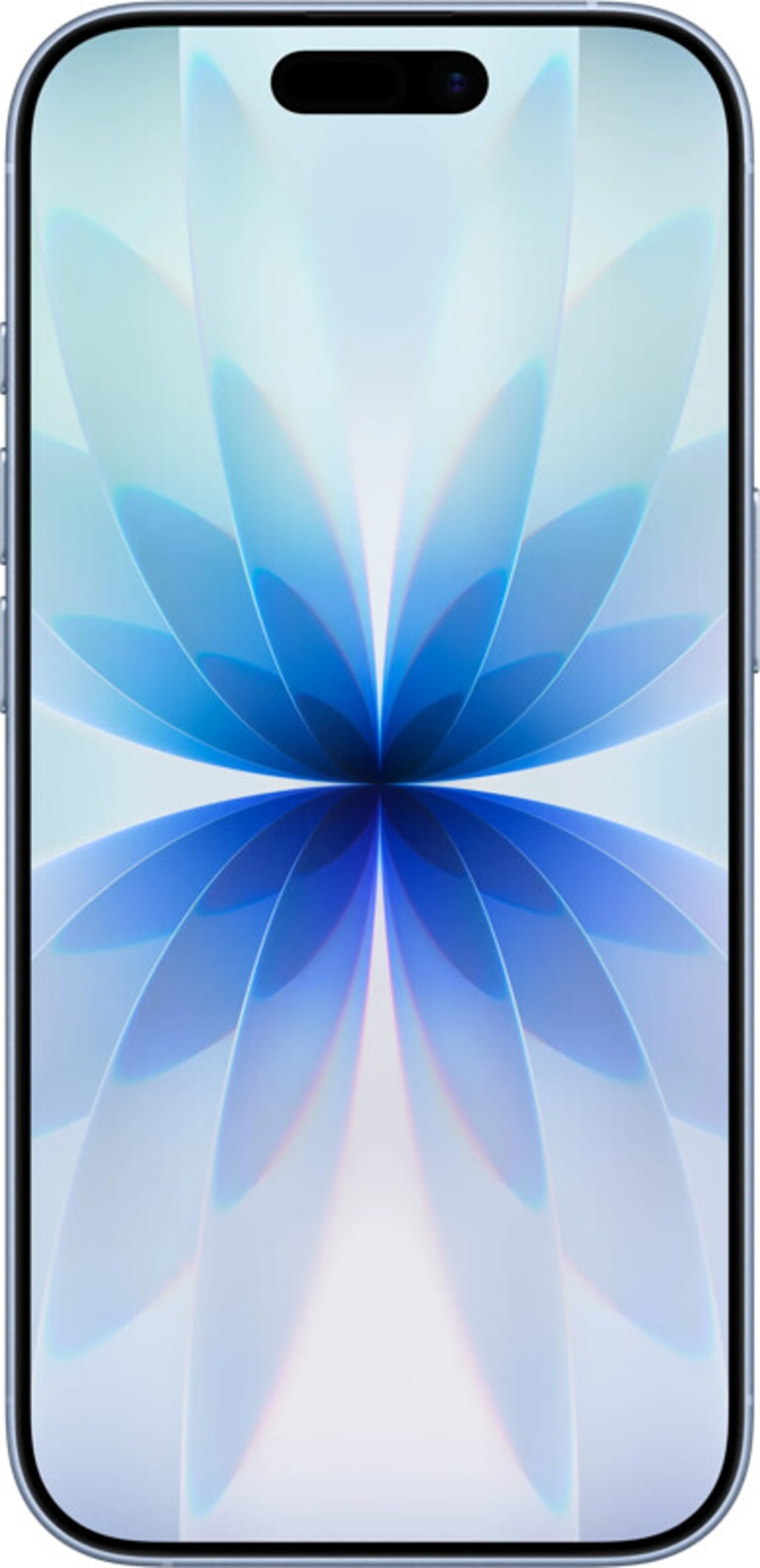 Ein Smartphone mit einem blauen Blumenmuster auf dem Bildschirm.
