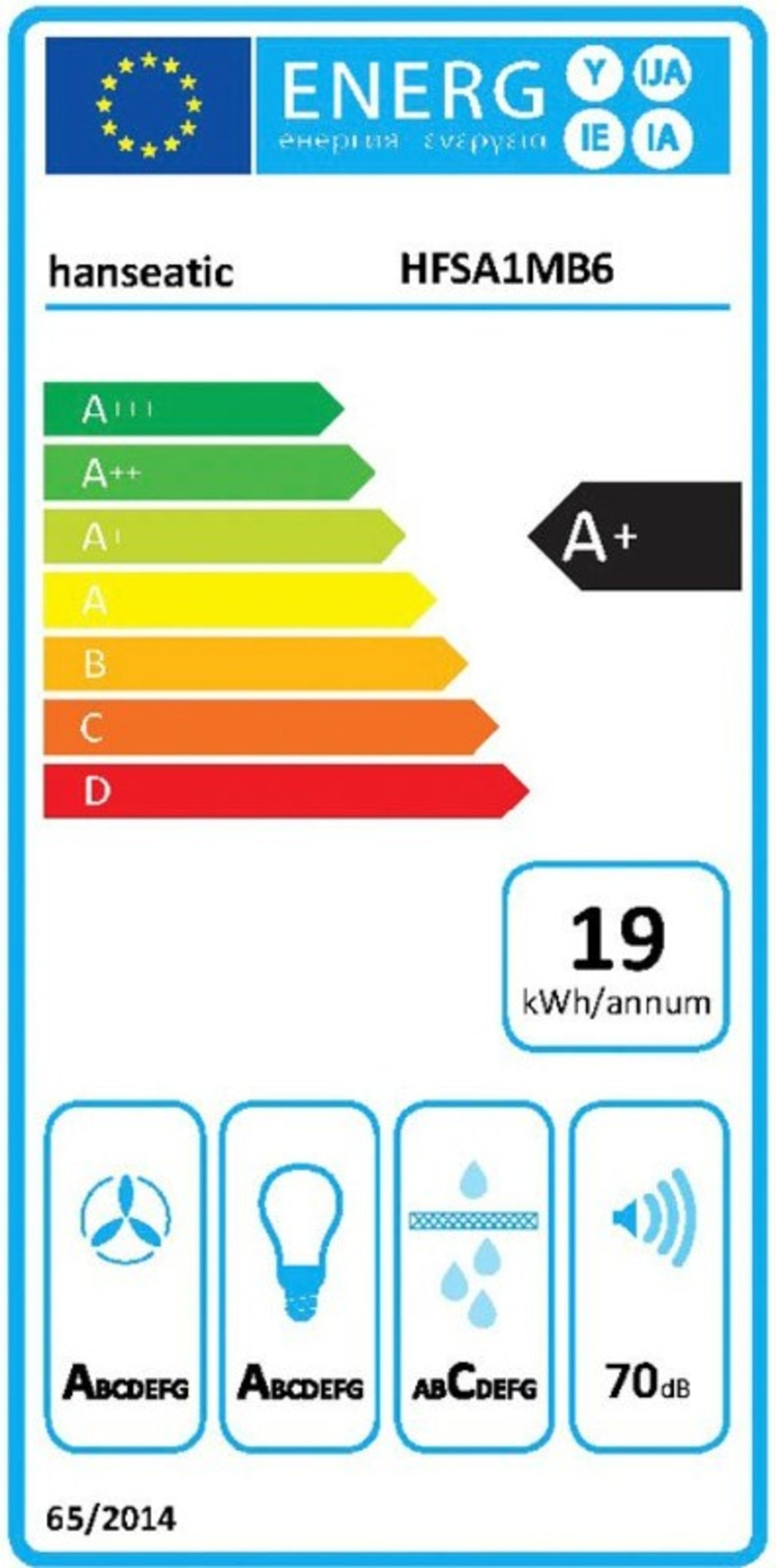 HANSEATIC Kopffreihaube HFSA1MB6 Abluft 302 m³/h Breite 60 cm B-Ware