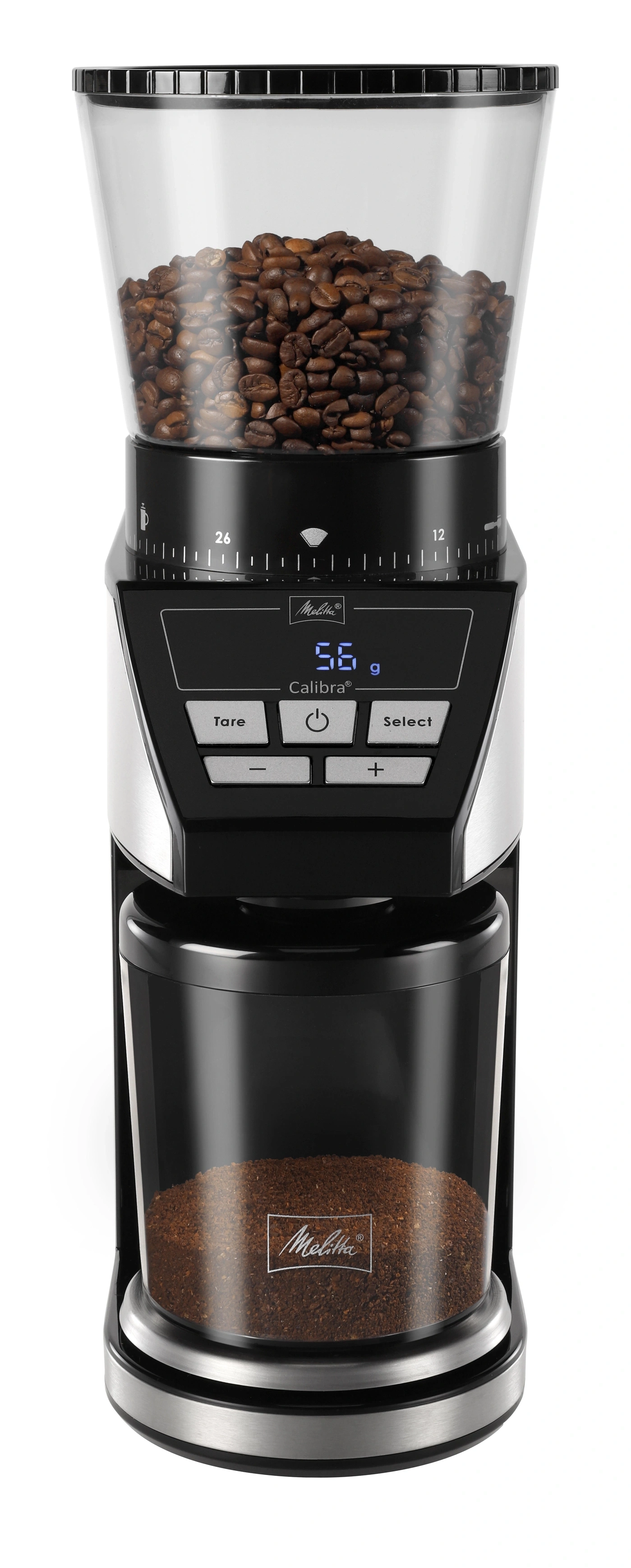MELITTA Kaffeemühle Calibra Schwarz-Edelstahl 160 W Kegelstahlmahlwerk