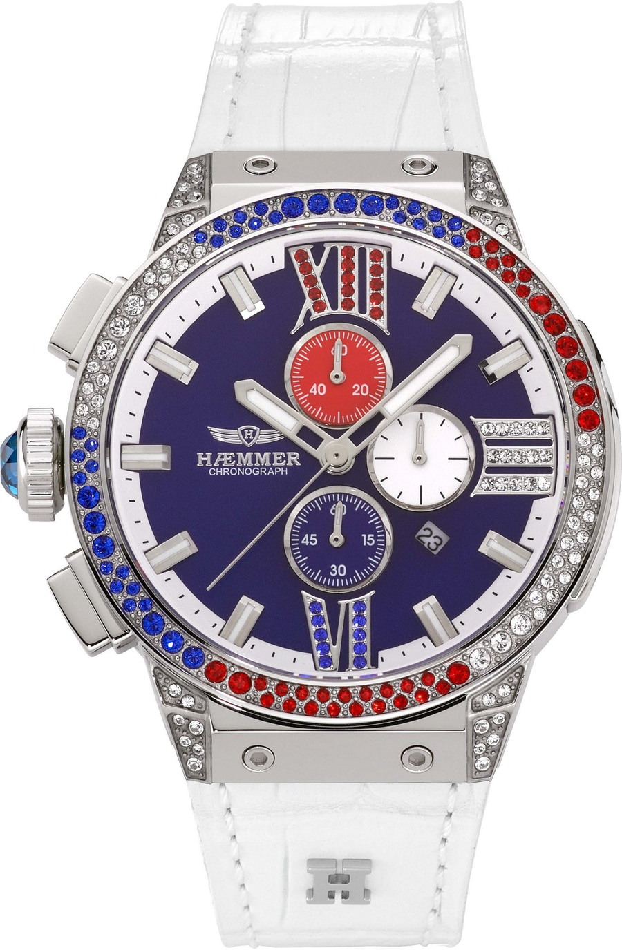 Haemmer Damenarmbanduhr E-018-W Quarz Saphirglas Zirkonia 45mm 10ATM B-WARE