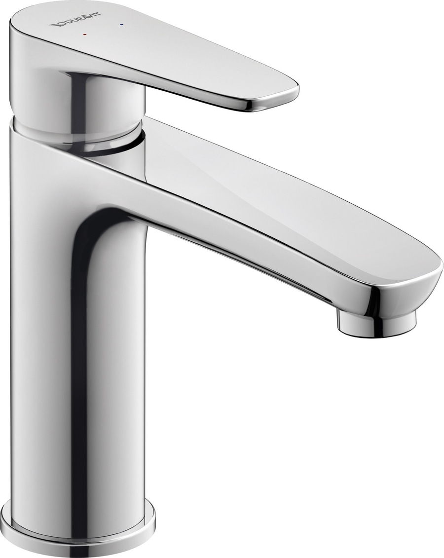Chrom-Wasserhahn, glänzend, modern, Badezimmerarmatur, Design-Wasserhahn, Duravit-Logo