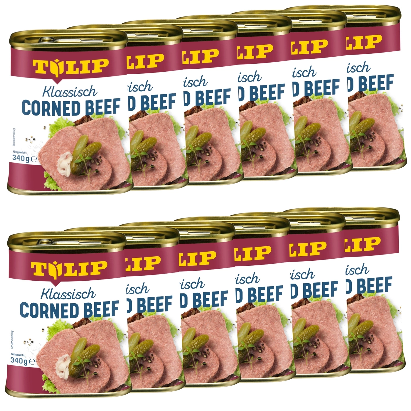 Dosen mit Corned Beef, Klassisch, Tulip, 340g, Fleisch, Lebensmittel, Essen