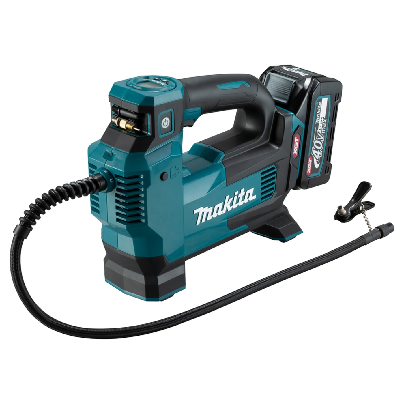 Makita Akku-Luftpumpe, blau-schwarz, mit Akku und Schlauch, Werkzeug