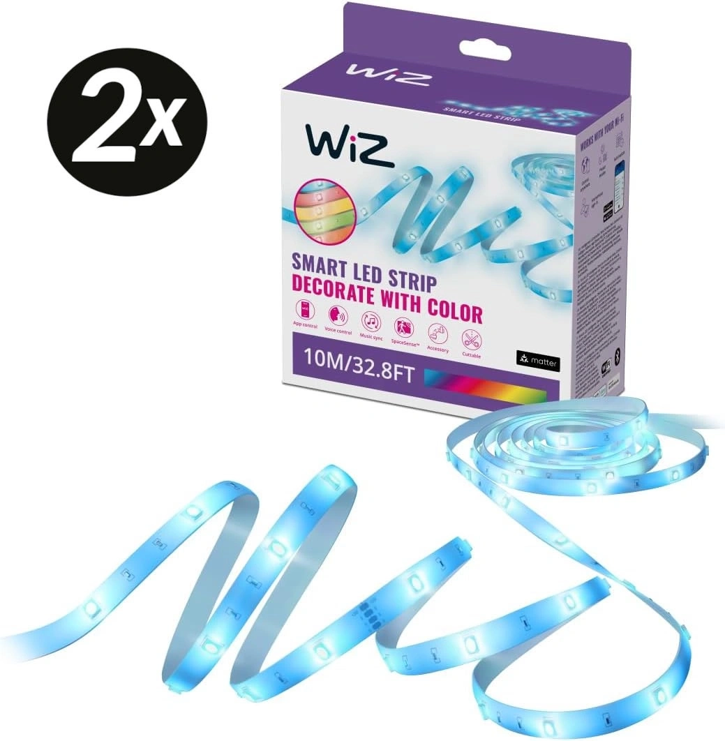 Die WiZ Smart LED Lichterkette ist 10m lang und kann in verschiedenen Farben leuchten.