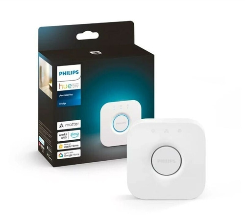 Verpackung mit Philips Hue Bridge und separater Bridge auf weißem Hintergrund