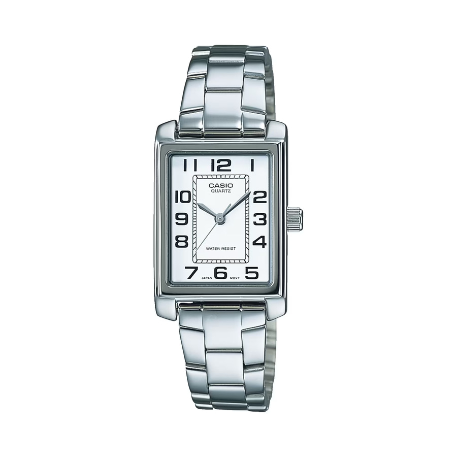Casio Damen Armbanduhr LTP-1234PD-7BEG Quarz Edelstahl Silber Weiß