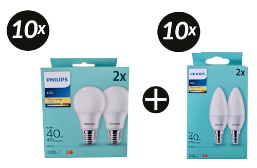 20x PHILIPS 2er Pack LED Leuchtmittel E27 +E14 40W Lampen Leuchten 470lumen NEU