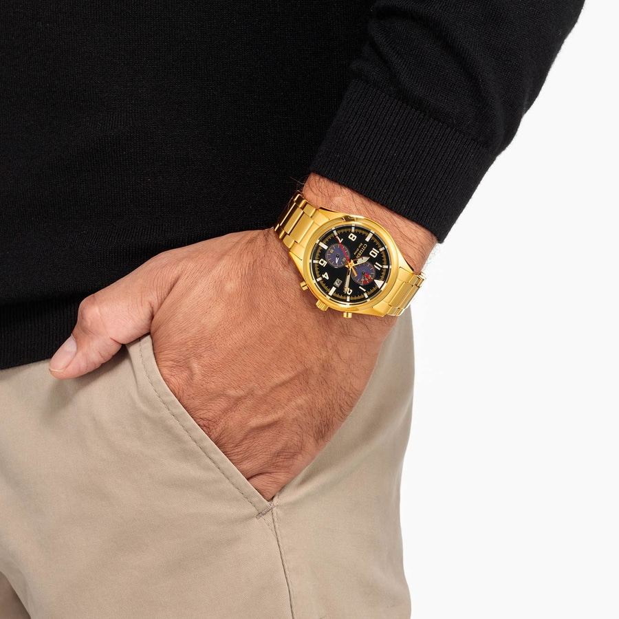 CITIZEN Herren Armbanduhr CA7022-87E Eco-Drive Chronograph gold 45 mm B-Ware