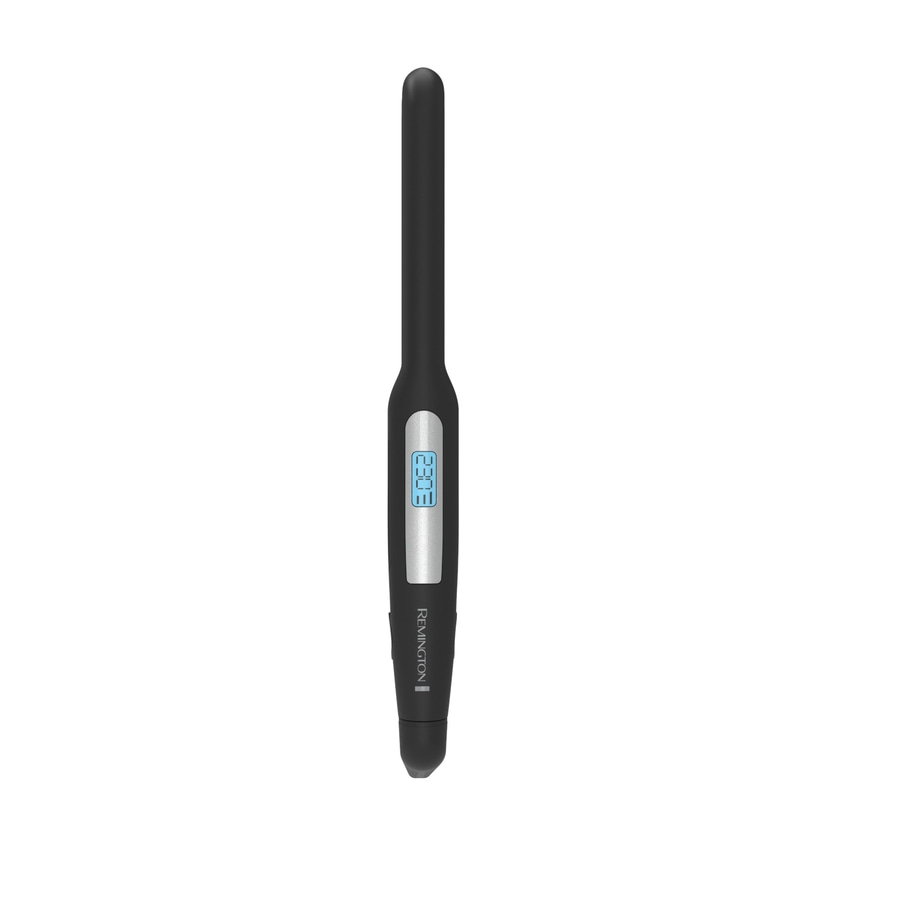 Schwarzes Glätteisen mit digitaler Anzeige, Marke Remington, isoliert auf weißem Hintergrund.
