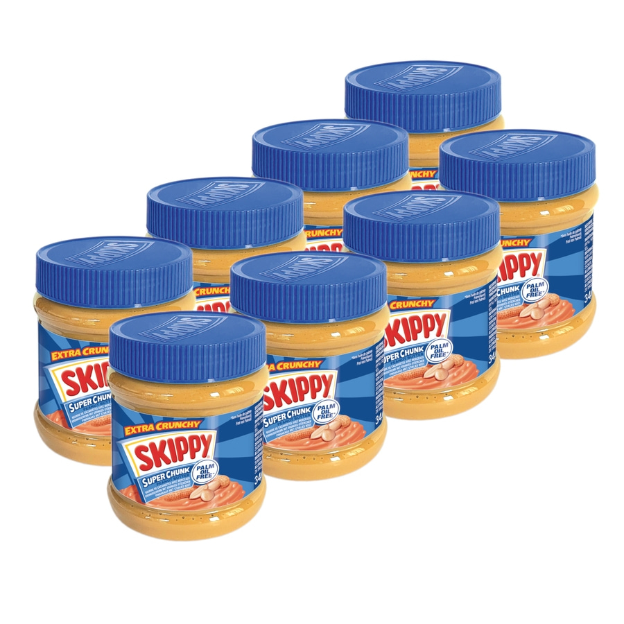 SKIPPY 8x Erdnussbutter "Super-Chunk" Peanut Butter Crunchy Ohne Palmöl 8x 340g