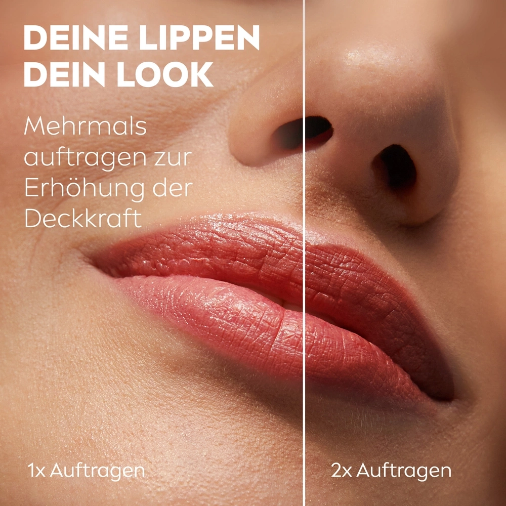 Lippen Make-up Vergleich 1x und 2x Auftragen