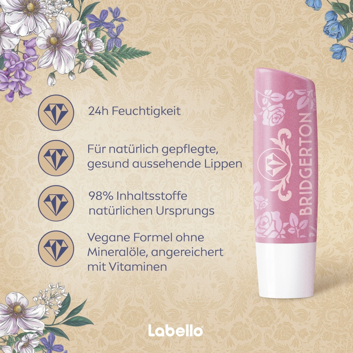 Labello Lippenpflege mit 24h Feuchtigkeit und natürlichen Inhaltsstoffen.