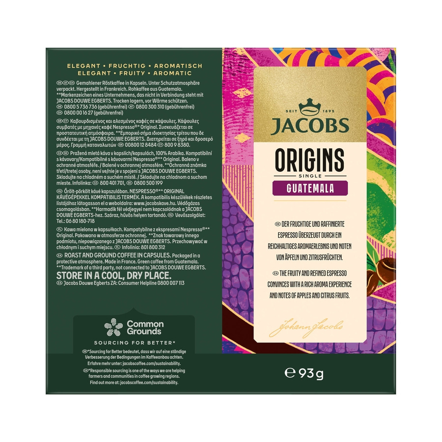 JACOBS Kapseln Origins 7 Guatemala Nespresso®* kompatible Kaffeekapseln 10 x 18