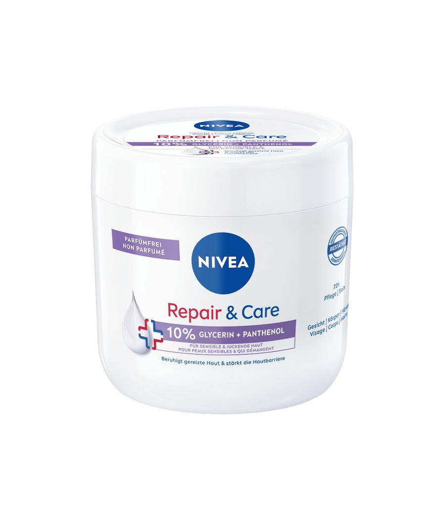 NIVEA Repair & Care Pflegecreme parfümfreie Body Lotion Panthenol 2 x 400 ml