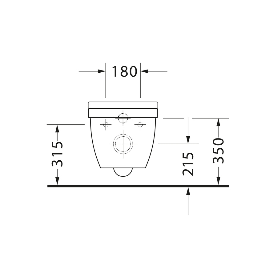 Zeichnung eines Waschbeckens mit Maßangaben: 180, 315, 215, 350.