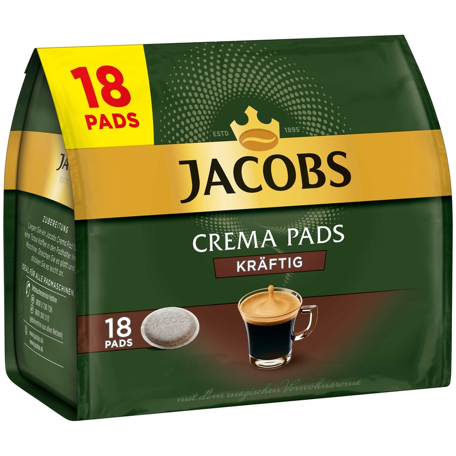 JACOBS Pads Crema kräftig 180 Getränke - 10 x18 Kaffeepads Senseo kompatibel