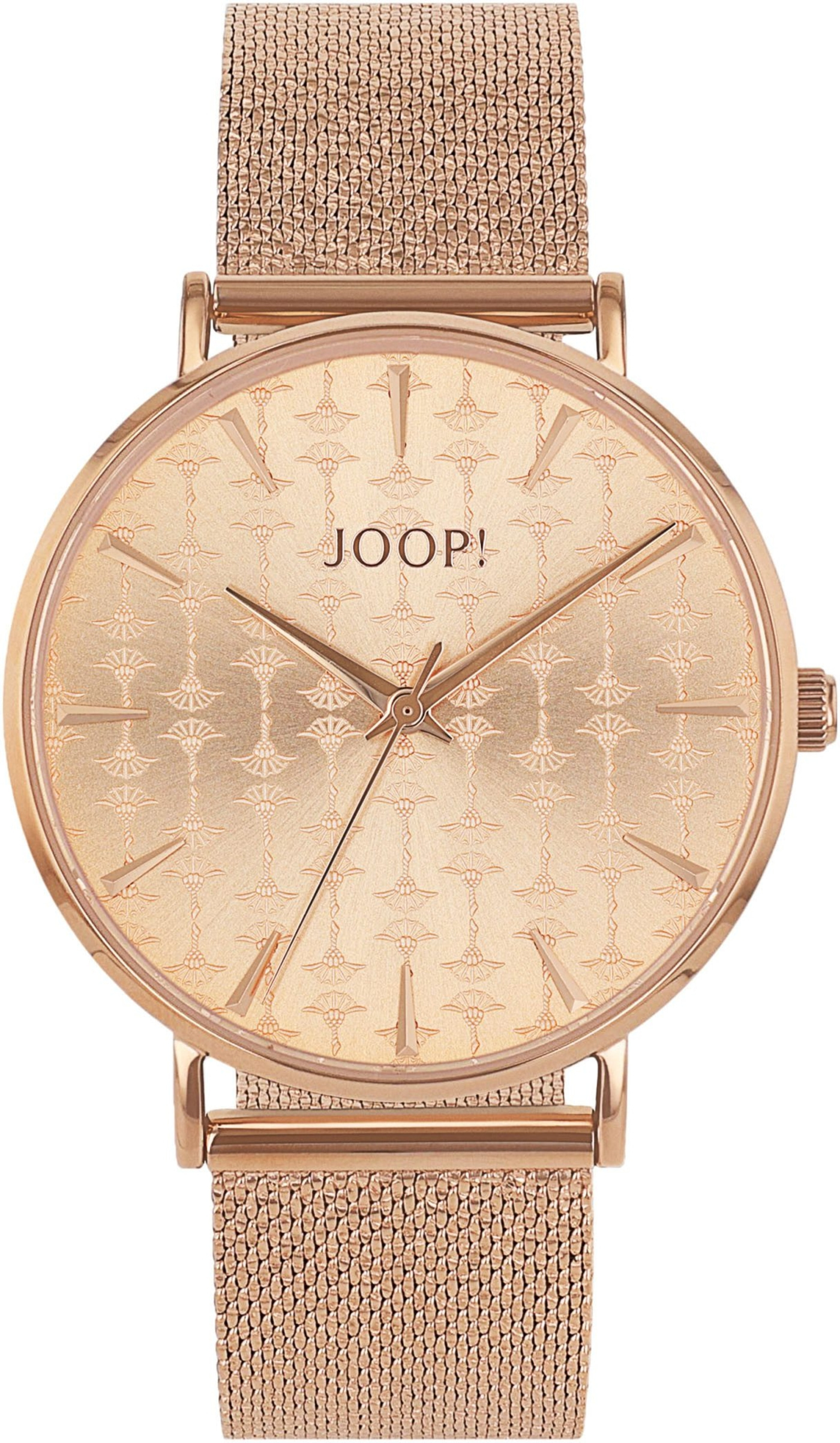 Goldene JOOP! Uhr mit goldenem Zifferblatt und Armband, Nahaufnahme