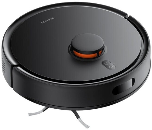 Ein schwarzer Saugroboter mit dem Namen Xiaomi.