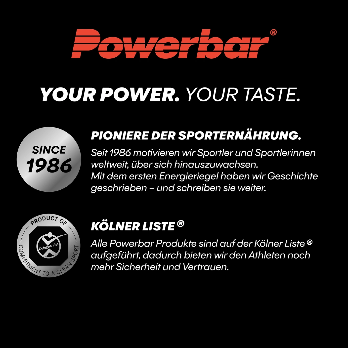 Powerbar Logo und Slogan "Your Power. Your Taste."