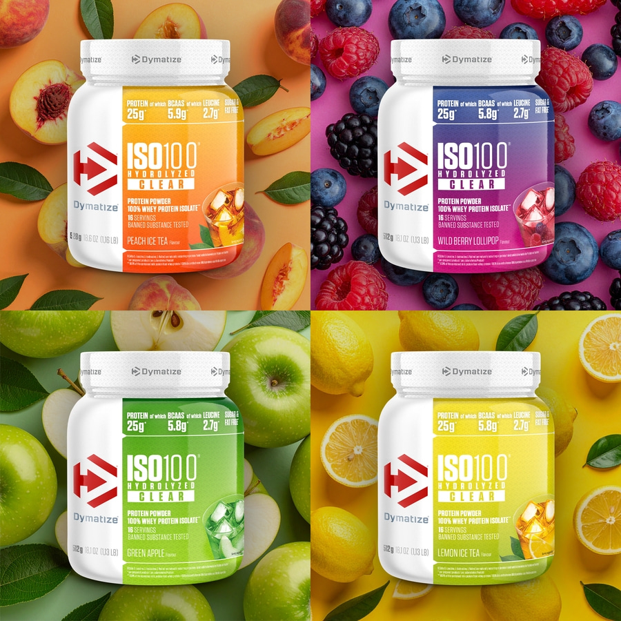 DYMATIZE 2er-Set ISO 100 Hydrolyzed Clear Whey Protein Peach & Green Apple